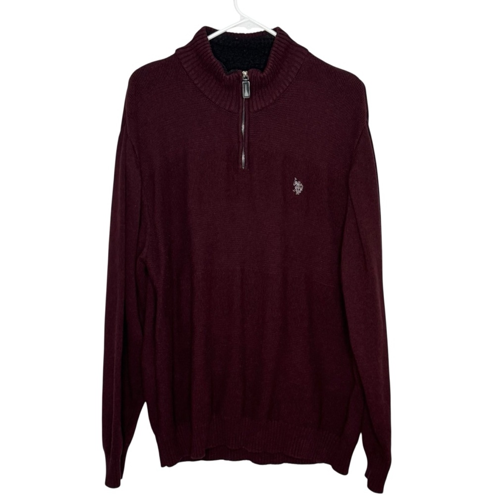 Men’s US Polo Assn Size XXL Burgundy Cotton Henley Sweater